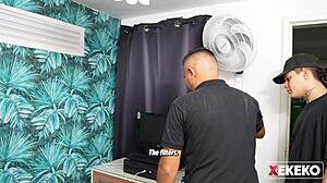 pregnant colombian caught spying gets fucked hard by monster tits lover