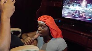 playing nfs but she deepthroats my bbc gags swallows every drop 💦😩