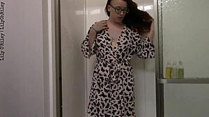 Redhead Strips Rips Clothes Golden Pee Closeup