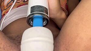 Horny Brunette Slut Edges Close-Up Her Pierced Ebony Hairy Wet Pussy