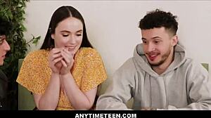 Skinny Teen Stepdaughter Freeused by Best Friends Near Stepdad