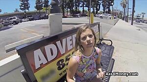 Big Tit Teen Jumps from Bus Stop to Monster Cock Deepthroat Fuck!