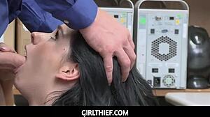 pervert shop worker rips clothes off petite young thief for fucking photos