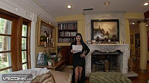 stepmom shows stepdaughter huge cock sucking in addams family cosplay parody