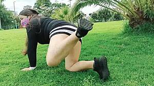 😈 watch this slutty colombian cuñada flash thong pussy park tease part 1 full red