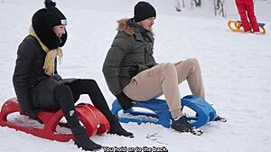 Who wants Laura Quest's snowy cum swallow?