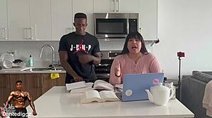 Study buddy latina bbw spreads wide for rough dick down session