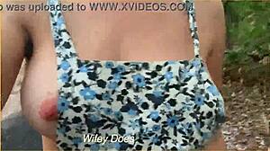 Wife's Daring Public Sideboob Big Tits Run