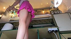 this 18yo bitch parties panty-free no bra upskirt at summer fest outdoor tease