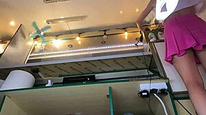 this 18yo bitch parties panty-free no bra upskirt at summer fest outdoor tease