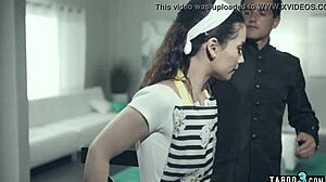 Tell me your dirty wishes, lord, petite housemaid teen begs while sucking