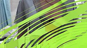 sweet cute brunette teases her shaved pussy and small tits in outdoor lingerie shower