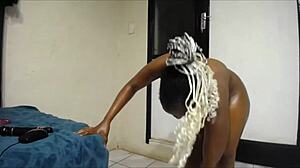 i ride my petite ebony booty dildo till squirting huge natural tits bounce wild