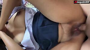 thai schoolgirl slut 18 takes monster cock creampie moans big tits tight shaved pussy