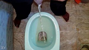 black dude unleashes massive piss stream while boy watches in shock