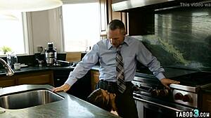 dirty dude tests his daughter-in-law's juicy shaved pussy with tongue and cock 😈💦👅