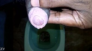 black dude unleashes massive piss stream while boy watches in shock