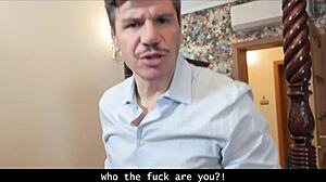 couple films wife with tight pussy riding stranger's cock while husband watches closely