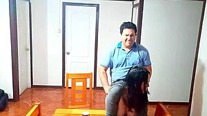 Stepmom Bent Over Dining Table for Surprise Morning Fuck