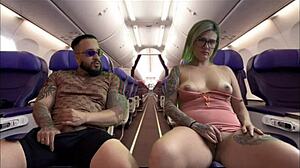 Hey watch her masturbate pussy right next to me on plane!