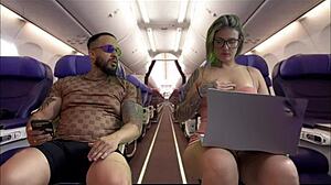 Hey watch her masturbate pussy right next to me on plane!