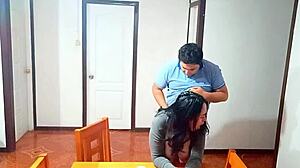 Stepmom Bent Over Dining Table for Surprise Morning Fuck