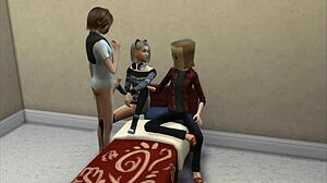 sims 4 cuckold scene teases with sneaky licks and old guy watching her play.