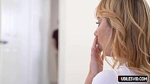 Shy petite blonde teen princess deepthroats kisses fucks hardcore creampie