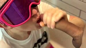 Bathroom flashing escapade continues with a steamy facial finish part 2.