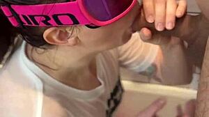 Bathroom flashing escapade continues with a steamy facial finish part 2.