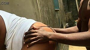 Chubby ebony slut flashes big boobs fat ass in see-through red to lure neighbor huge bbc outdoor full movie