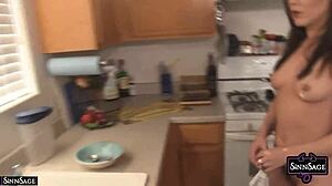 Sinn Sage and Samantha Grace Squeeze Cute Tits in Lesbian Play