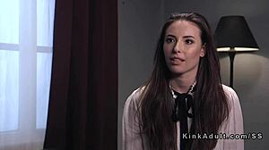 hey tied brunette flogged hard then anal banged rough