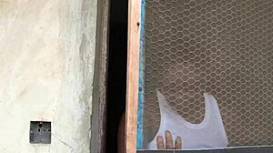 Chubby ebony slut flashes big boobs fat ass in see-through red to lure neighbor huge bbc outdoor full movie