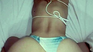 Skinny Latina Chica Rides Big Cock Creampie with Natural Tits Bouncing on Hermanastro