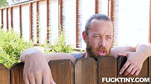 Petite neighbor Lily Glee gets hardcore ass fucked on weight bench