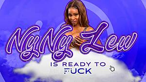 WOW GOONERS PLAY WITH BIG BOOTY EBONY SLUT NYNY LEW RIDING COCK!