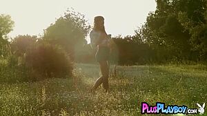 Anetta keys poses sexy tits in grass stripping hot 😍🌿 undress tease