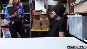 Blonde milf lp officer feeds pussy to suspect's big cock in office