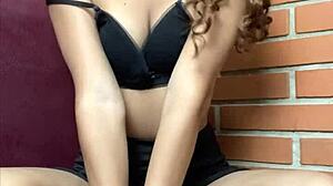 petite babe goes wild masturbating with huge black dildo 😈🔥