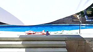 Lexi Bloom tied tight poolside takes hard cock and facial blast