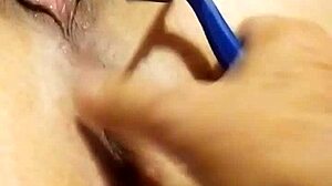 wanna watch this couple shave her smooth? it's so intimate up close.