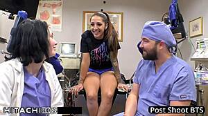 Nurse Lenna Lux Forces Hitachi Orgasms on Human Guinea Pig Patient Stefania Mafra