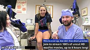 Nurse Lenna Lux Forces Hitachi Orgasms on Human Guinea Pig Patient Stefania Mafra