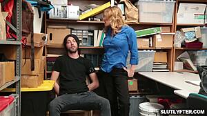 Blonde milf lp officer feeds pussy to suspect's big cock in office