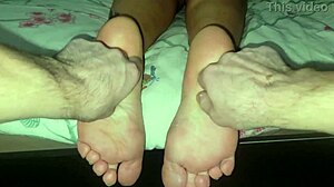 stepmom gets relaxing barefoot foot massage from horny stepson