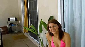 Lexi Bloom tied tight poolside takes hard cock and facial blast