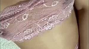 Latina masturbates intensely with new lingerie dildo from her osito