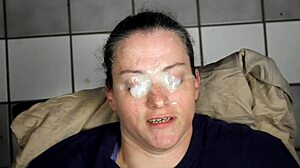 Huge homemade facial splatters straight into her wide eyes