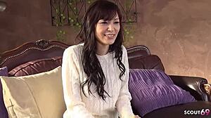 Japanese teen squirts hard in uncensored vibrator casting